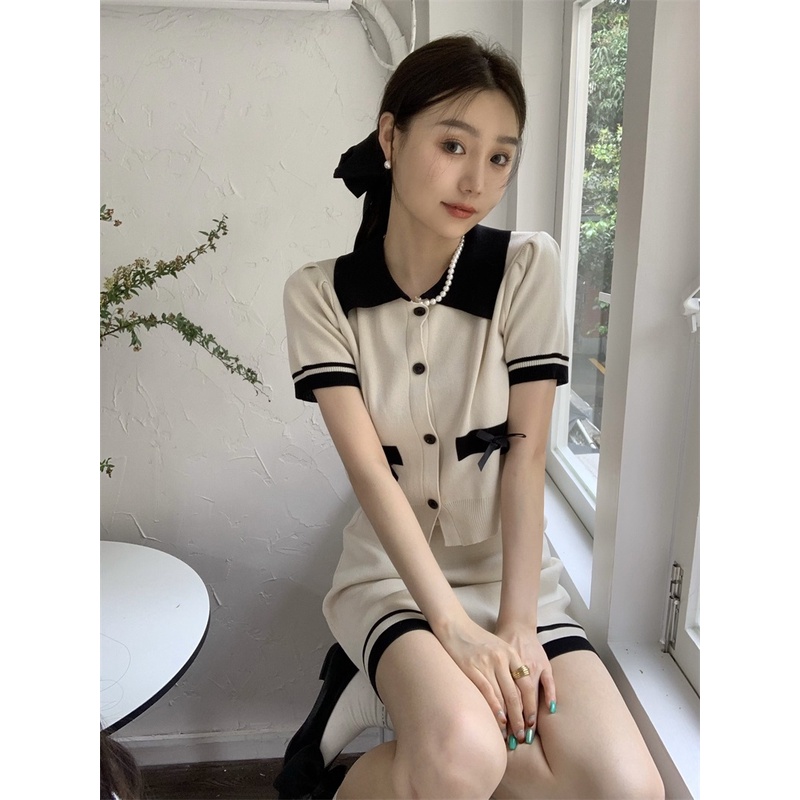 Set áo cardigan dệt kim và chân váy ngắn ZHELIHANGFEI thời trang nữ