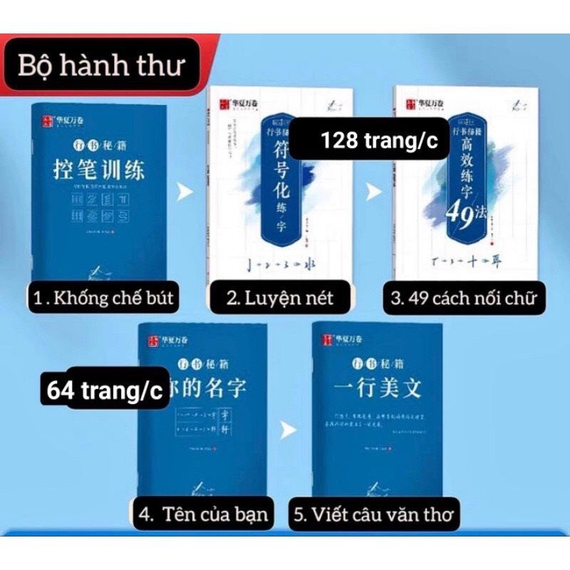 Bộ tập viết hành thư tiếng trung 7 cuốn luyện chữ hán đẹp