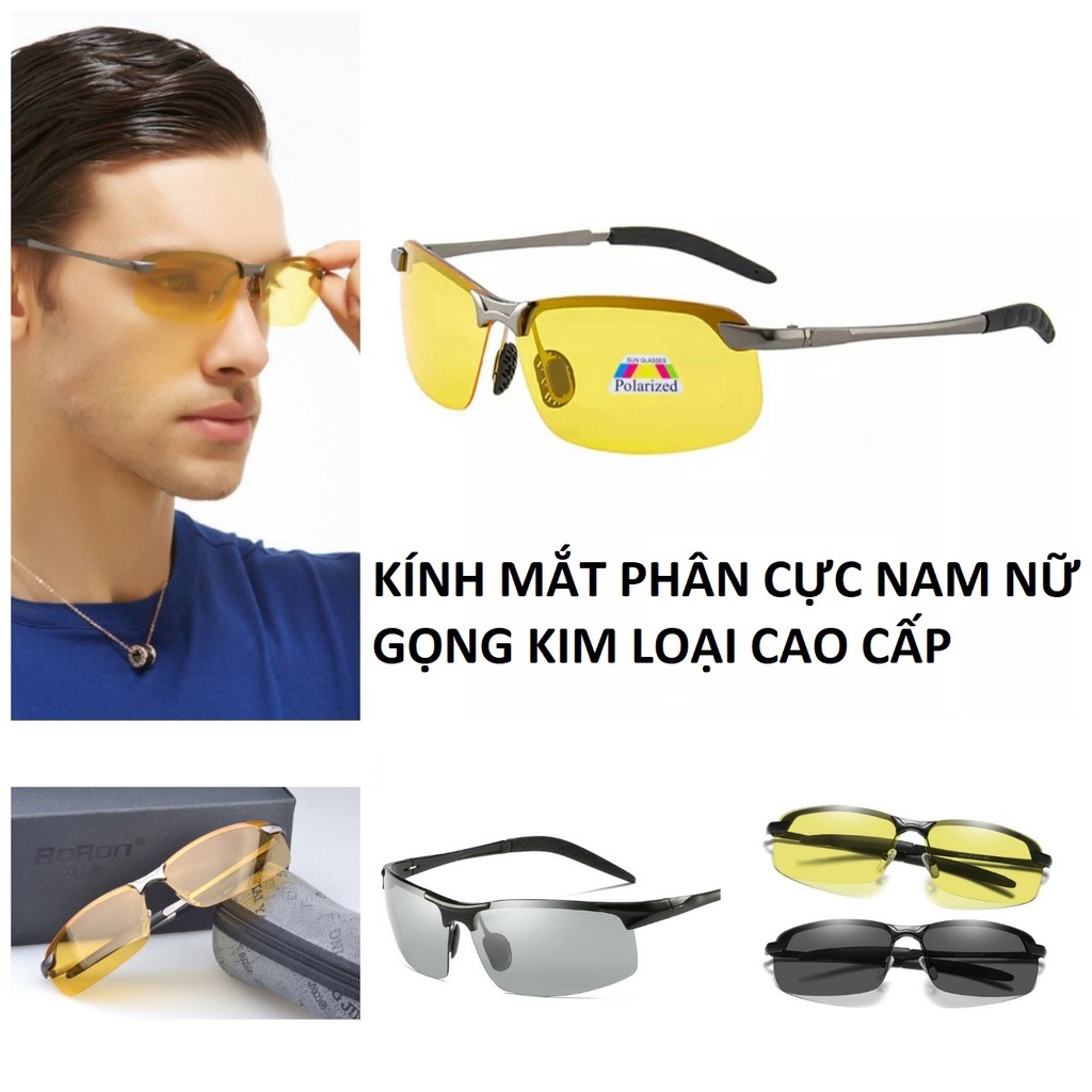 Kính mắt phân cực đổi màu đi xe ngày và đêm gọng kim loại chống chói cao câp mẫu mới M5 hàng víp