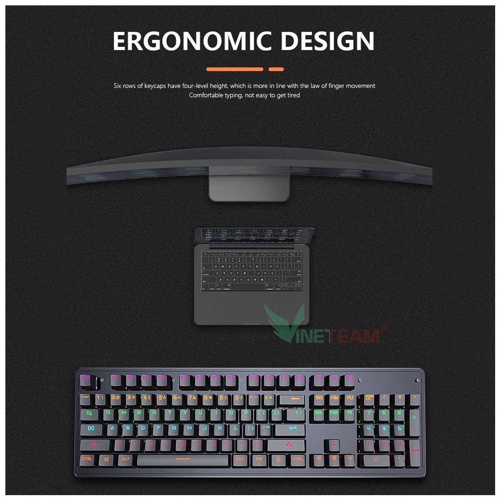 Bàn phím cơ Gaming vinetteam có dây Led RGB K880 -4097