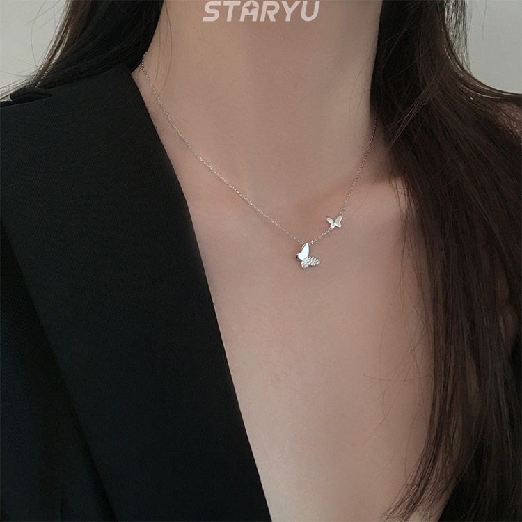 Vòng cổ mạ bạc S925 mặt hình bướm