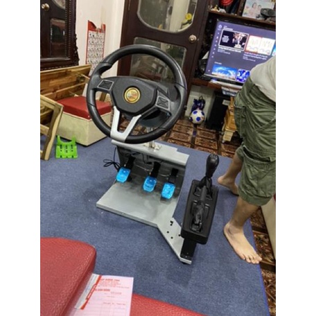 Vô lăng game Victor 2 Chân đế to chắc chắn quay 1080 Kèm Cần Số 5 số 1 số lùi, chân ga, côn, phanh Tập lái xe - học lái