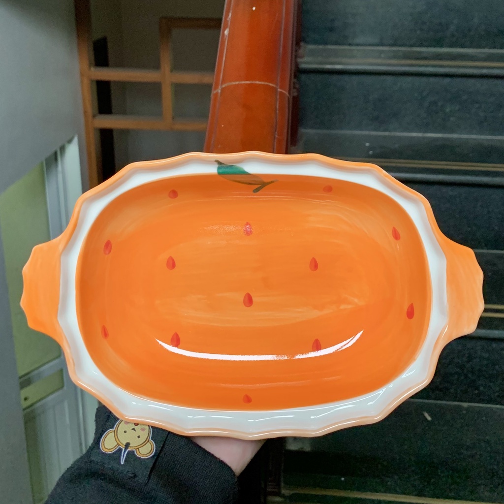 Chén Dĩa Dễ Thương Đĩa Sứ Set Bát Đĩa Decor Bát Ăn Cơm Chén Sứ Quả Cam Siêu Xinh S147