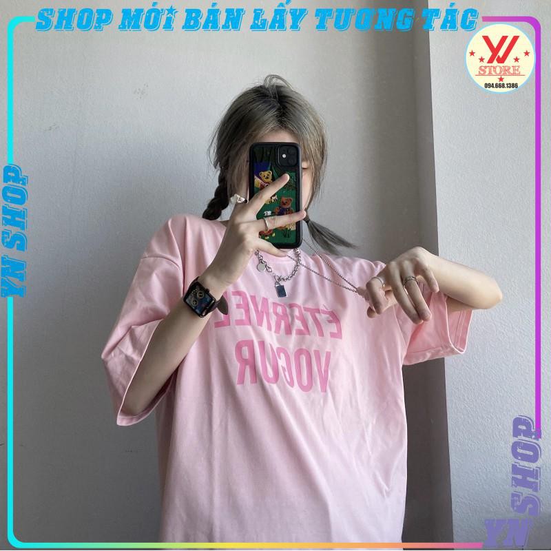 Áo thun tay lỡ form rộng  VOGUR, áo phông unisex màu  chất cotton 100% đl 240 gsm hồng cá tính JASHOP