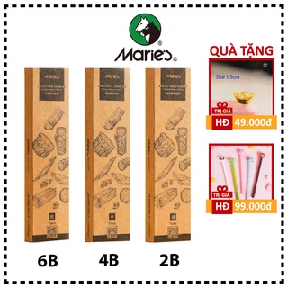 Bút chì than Maries C7301-2B/4B/6B vẽ sketch, phác thảo, ký họa, mỹ thuật, chân dung