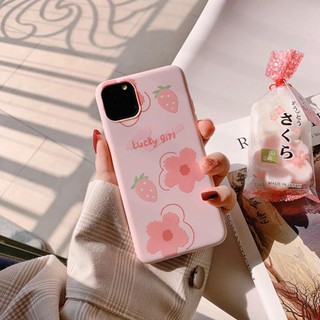 Ốp quả dâu hồng lucky girl iPhone 7 8 7 Plus 8 Plus X Xs Xr XsMax iPhone 11 11 Pro 11 Promax