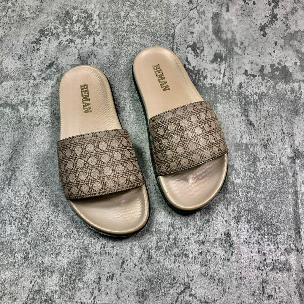 Dép nam quai ngang Beman B1,quai dép da sít cao cấp nguyên tấm, đế cao su non nguyên khối hai lớp