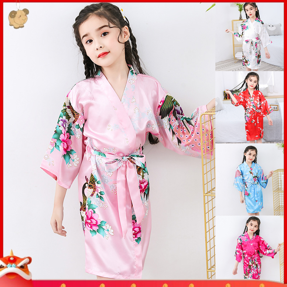 Áo Choàng Ngủ Tay Dài Hoạ Tiết Hoa Cho Bé Gái