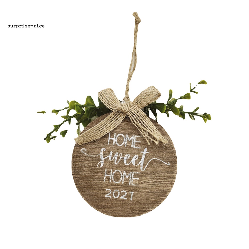 Bảng hiệu chào mừng bằng gỗ tròn với lá giả trang trí nhà ở Vintage