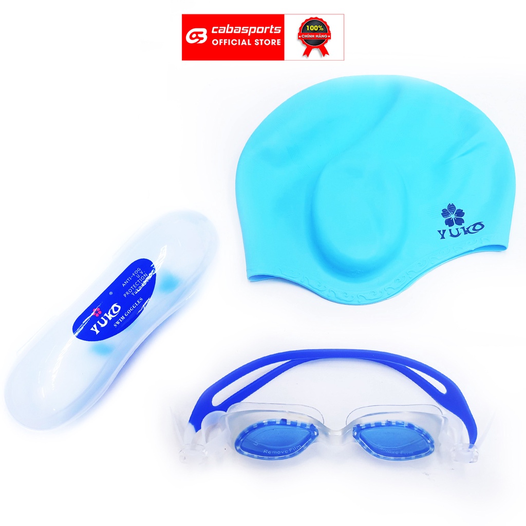Kính bơi trẻ em người lớn Yuko view chất lượng cao, COMBO mắt kính bơi mix Mũ bơi Yuko thể thao chuyên nghiệp