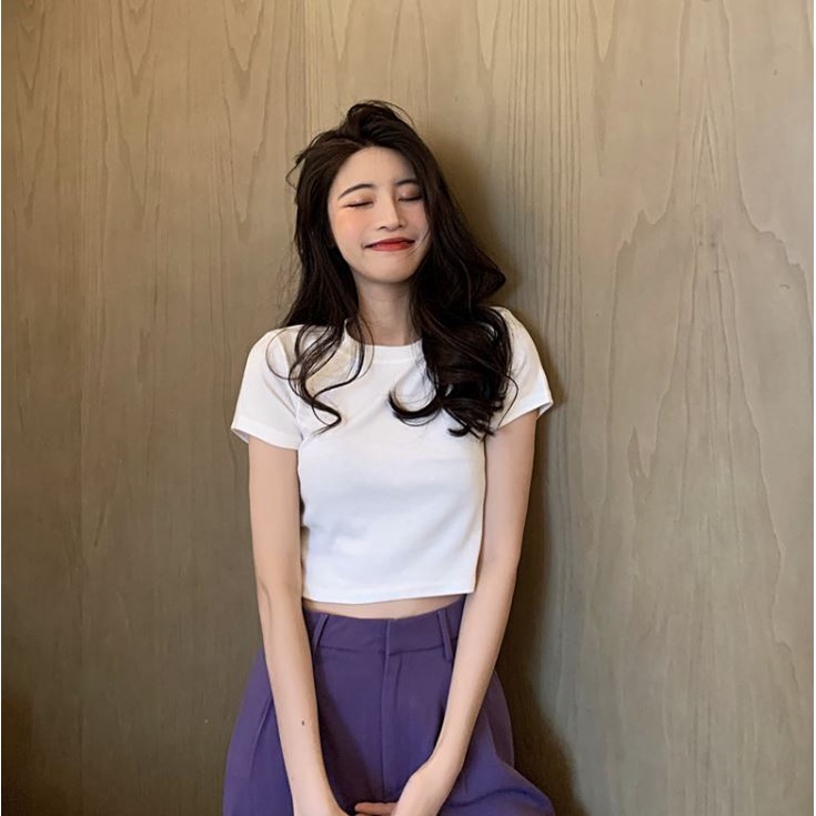 Áo Croptop Nữ Tay Ngắn Hot Girl Chất Cotton Thấm Hút Mồ Hôi