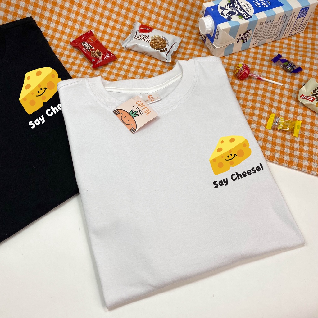 Áo thun Unisex SAY CHEESE vải cotton oversize tay lỡ form rộng