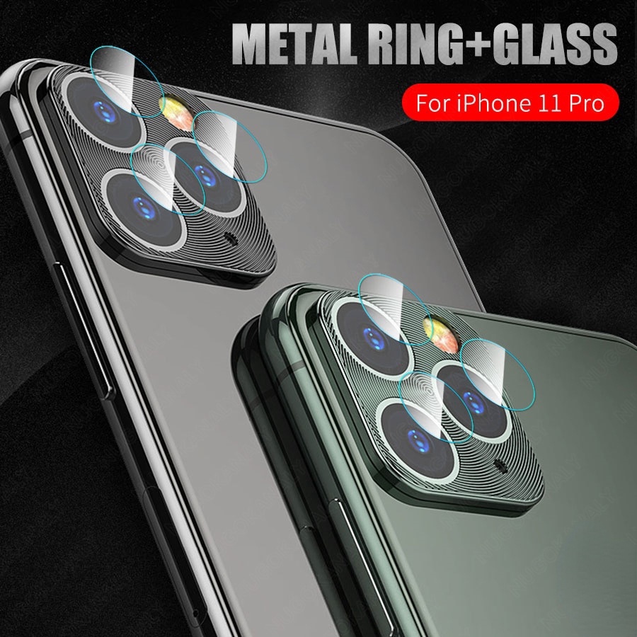 2 in 1 Protector Camera Glass For iPhone 11 Pro Max Metal Ring Protector Case