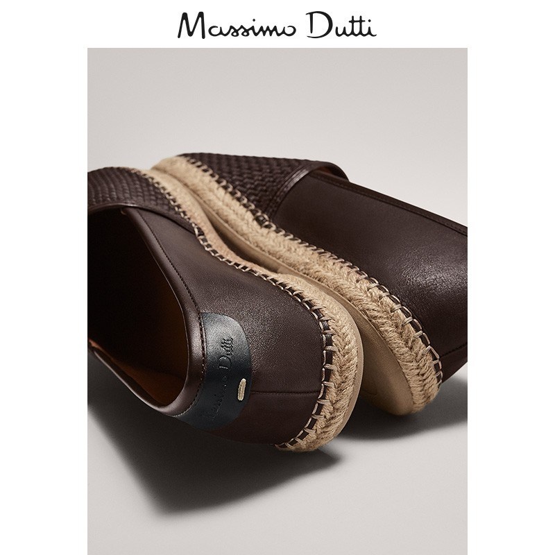 Giày nam Massimo Dutti, giày đan sợi đay màu nâu, giày lười đế bằng, giày đánh cá 12