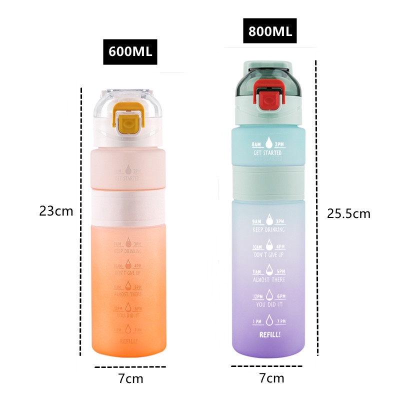 Bình Nước Thể Thao Bằng Nhựa 600ml/800ml Có Thể Thay Đổi Màu Sắc