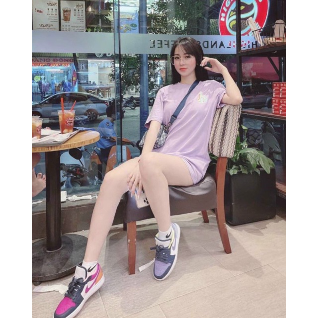 (VIDEO) Giày Thể Thao Tím Pha Màu Da Mềm Êm Fullbox Cao Cấp