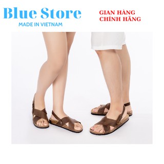 Dép quai hậu, xăng đan da bò thật Bioline dành cho nam nữ, cặp đôi - Blue Store mã D11
