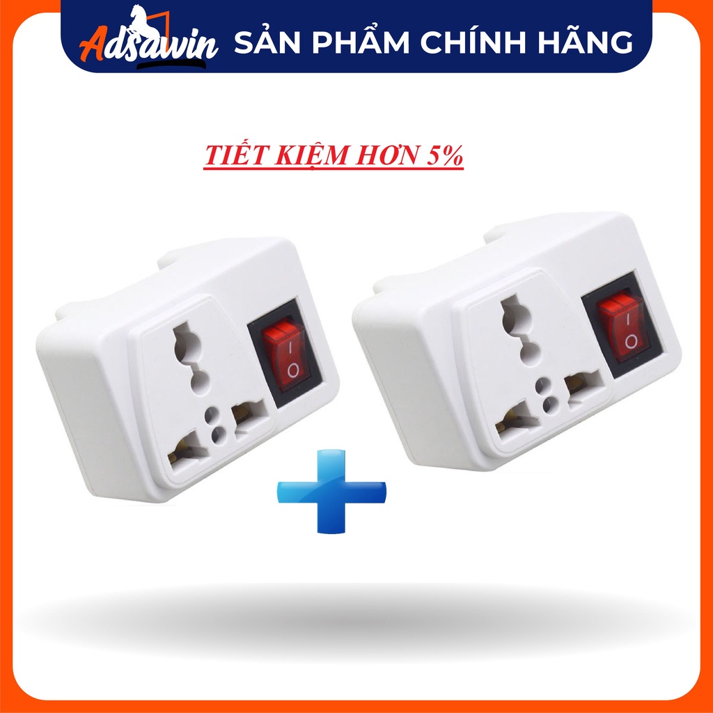 COMBO 2 CHIẾC Ổ CẮM (PHÍCH CẮM) CHUYỂN ĐỔI 3 CHẤU KÈM CÔNG TẮC TOSHINO C06S - HÀNG CHÍNH HÃNG