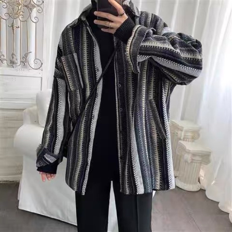 Áo khoác nỉ len da cá cao cấp hàn quốc vintage