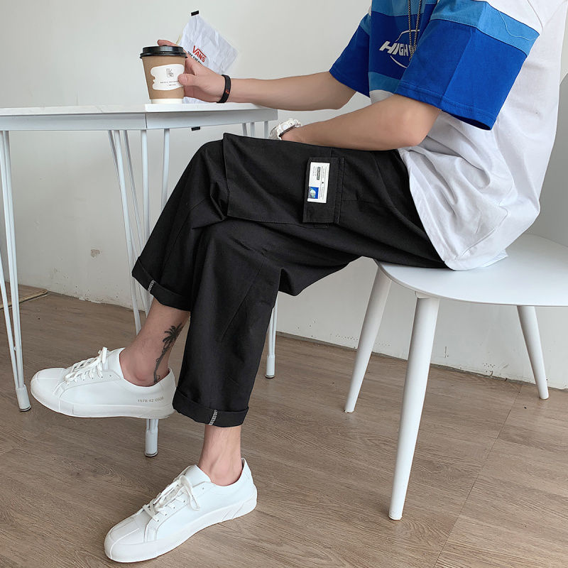 Quần Baggy Da Pu Phối Cotton 4 Màu Tùy Chọn Phong Cách Hàn Quốc Thời Trang Cho Nam