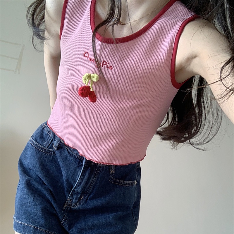 Áo Hai Dây Thêu Họa Tiết Xinh Xắn Thời Trang Mùa Hè Dành Cho Nữ