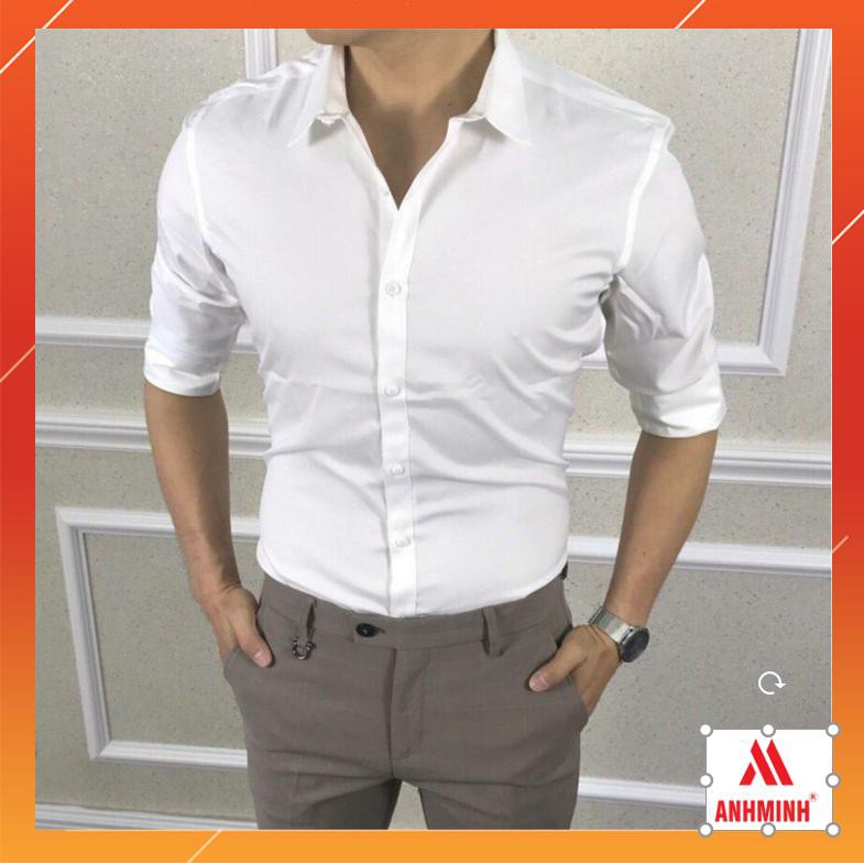 [TIỀN NÀO CỦA NẤY] Áo sơ mi nam trơn dài tay-vải lụa nến không nhăn | BigBuy360 - bigbuy360.vn
