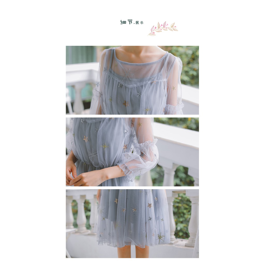 Đầm Ulzzang tiểu thư đính sao | BigBuy360 - bigbuy360.vn