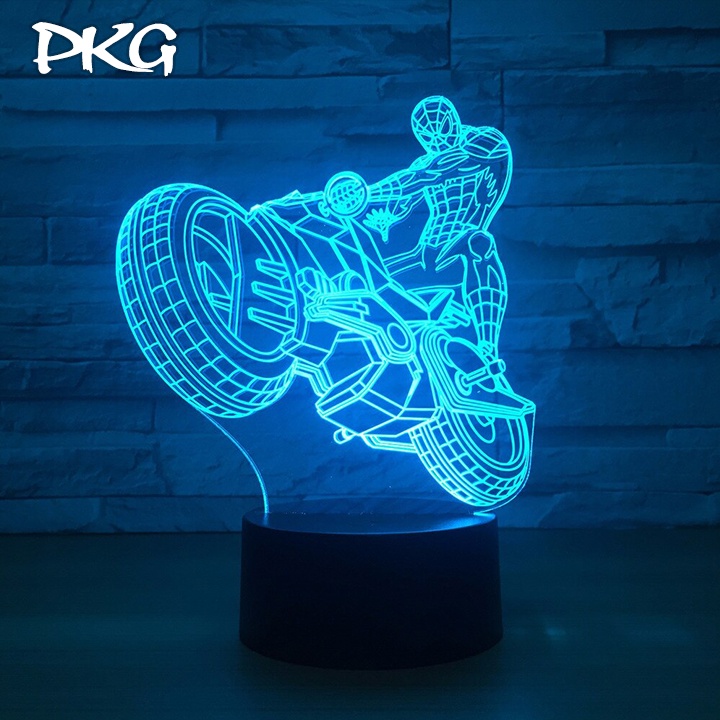 Đèn Ngủ Led 3D Hình Người Nhện Spider Man lái xe Quà Tặng Phong Cách