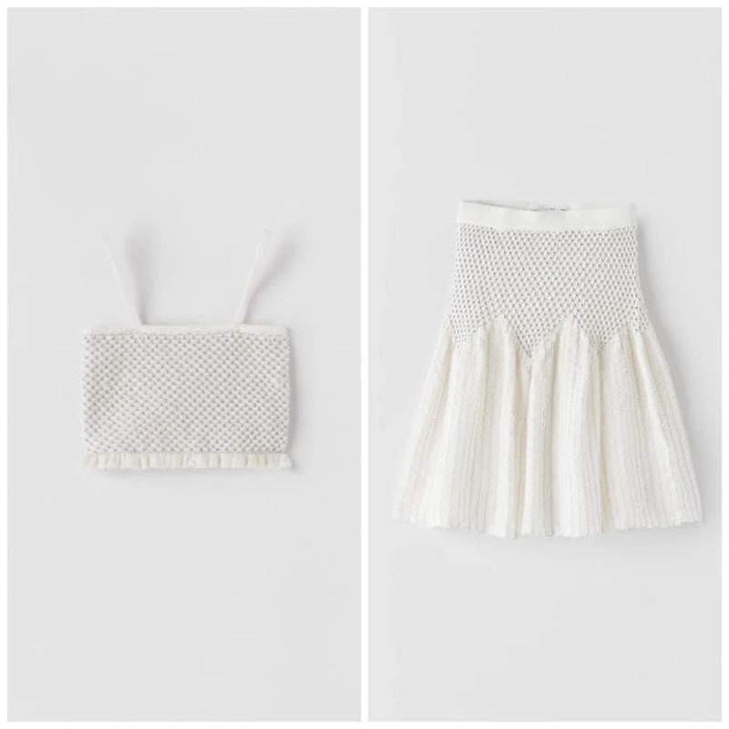 Set Váy Len Bé Gái Smock Trắng ZR(bán lẻ áo, lẻ chân váy)