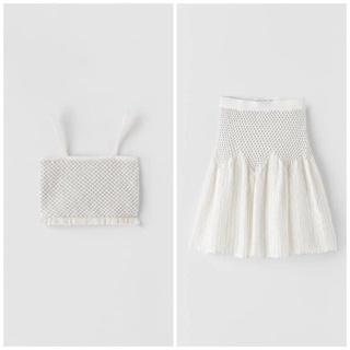 Set Váy Len Bé Gái Smock Trắng ZA(bán lẻ áo, lẻ chân váy)