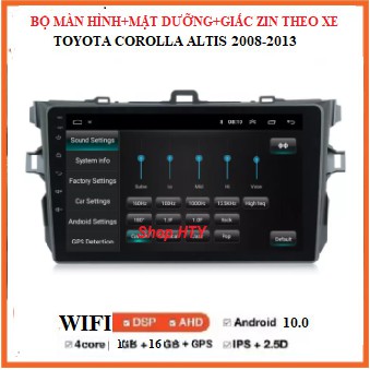 Bộ màn hình DVD Android+ mặt dưỡng xe Toyota Altis 2008-2013,tích hợp xem camera, GPS chỉ đường Navitel, Youtobe ẩn..