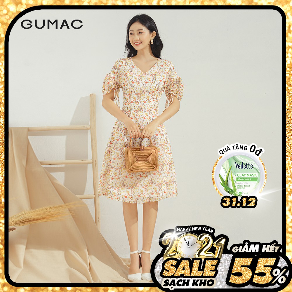 Đầm hoa tay rút DA656 GUMAC