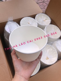 50 bát giấy 1000ml trắng trơn  ( có nắp )
