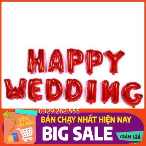 (FreeShip) Bóng nhũ Bóng chữ Happy Wedding trang trí đám cưới