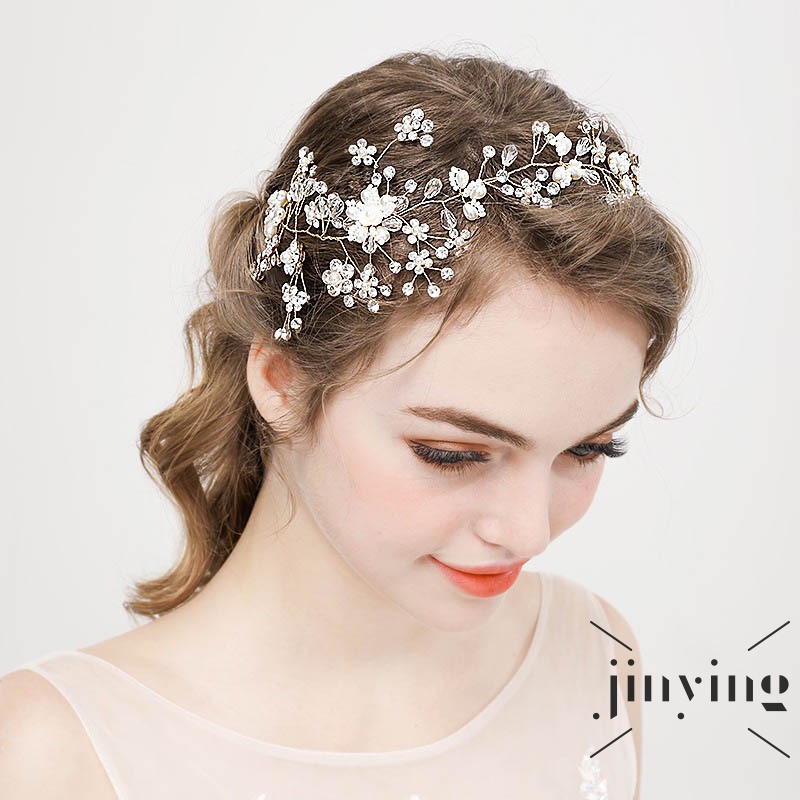 GETNOIVAS Cài tóc phối hạt phong cách cổ điển cho cô dâu