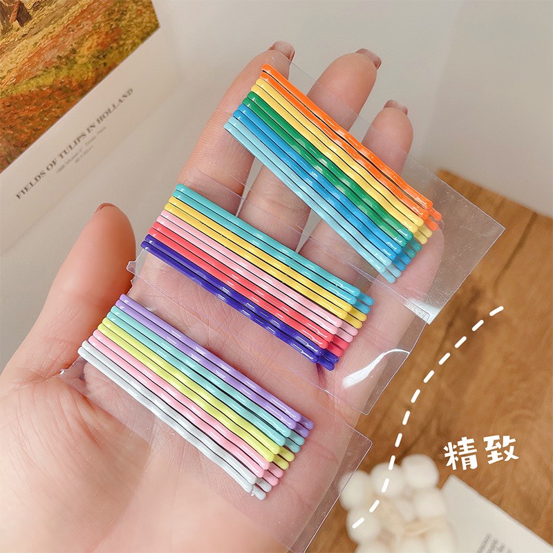 Combo Vỉ 10 Kẹp Tăm Cài Tóc Sắc Màu Cho Nữ  Siêu Xinh