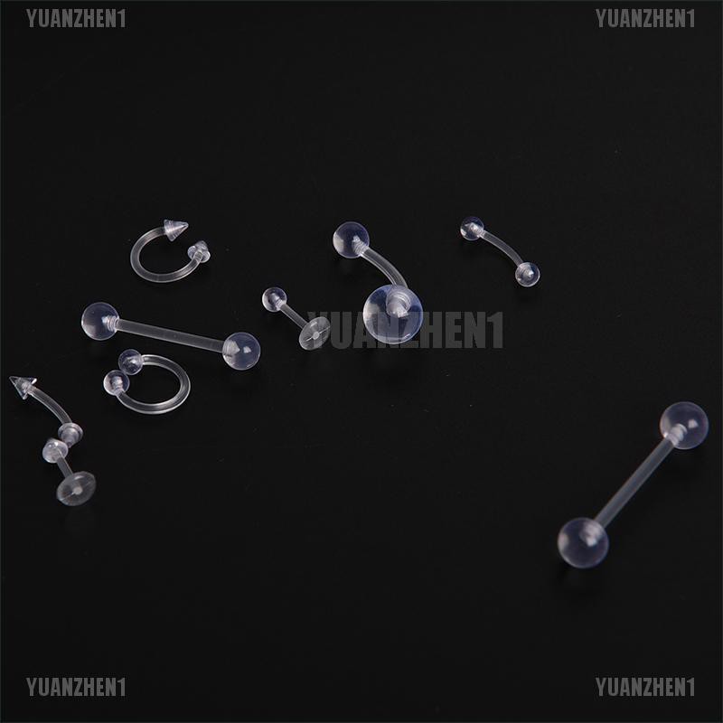 [YUANZHEN1] Set 9 Khuyên Rốn / Lưỡi / Môi / Rốn Trong Suốt