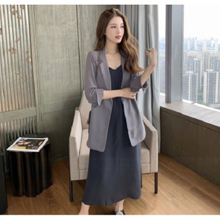 Áo vest nữ dáng dài xẻ tà thời trang Hàn Quốc