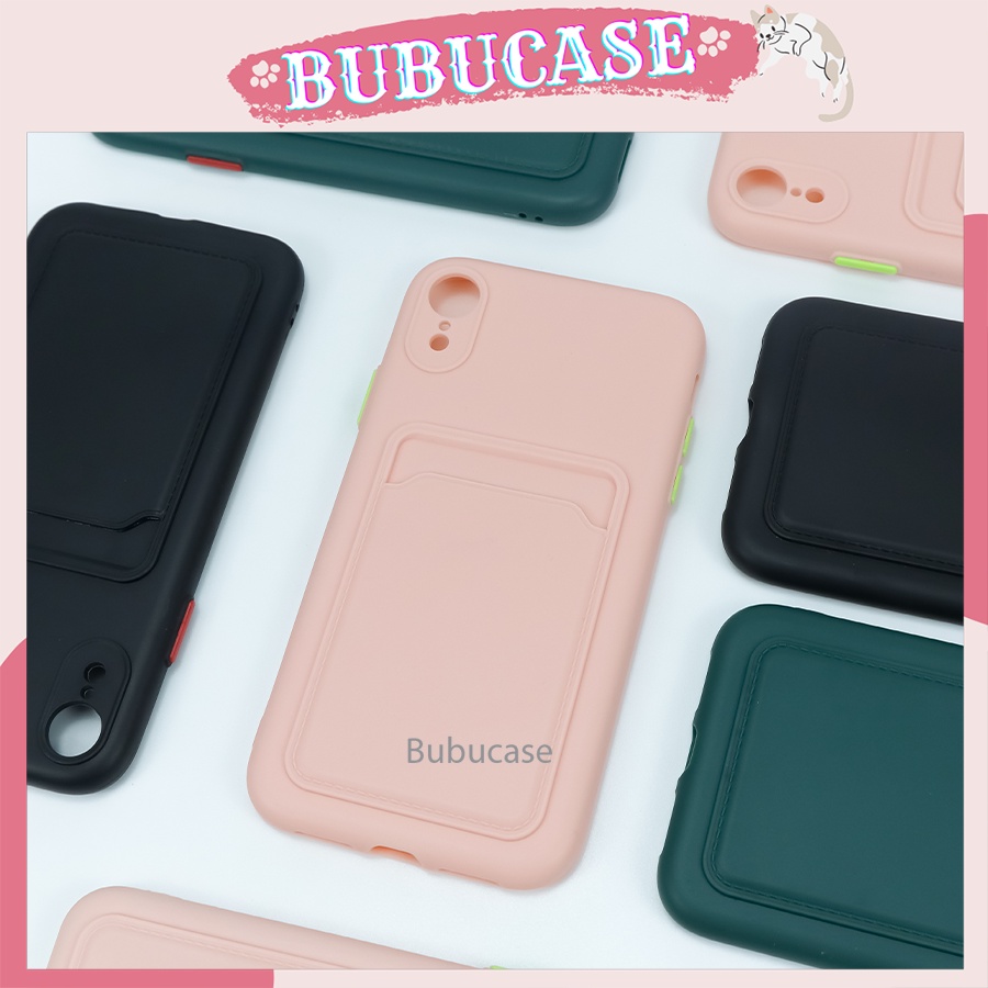 Ốp Dẻo Màu Trơn Kèm Ví Màu Đựng Thẻ Dành Cho IPhone - Full Dòng - Hàng Loại 1