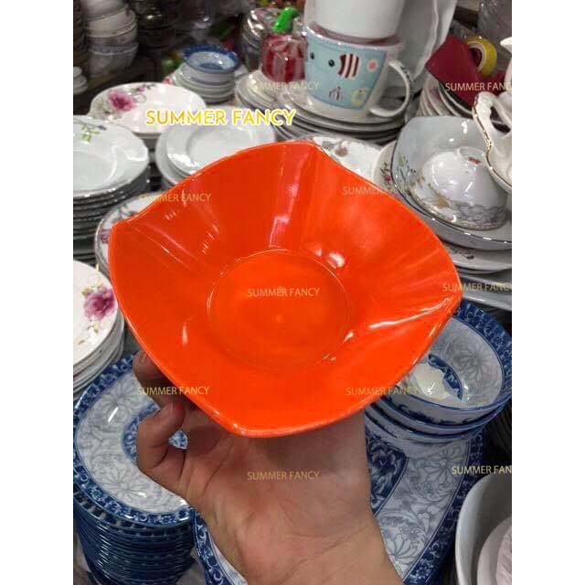 Tô Vuông 13.5 x 4.3 cm nhựa melamine phíp nâu parchment  - bowl F-TV16