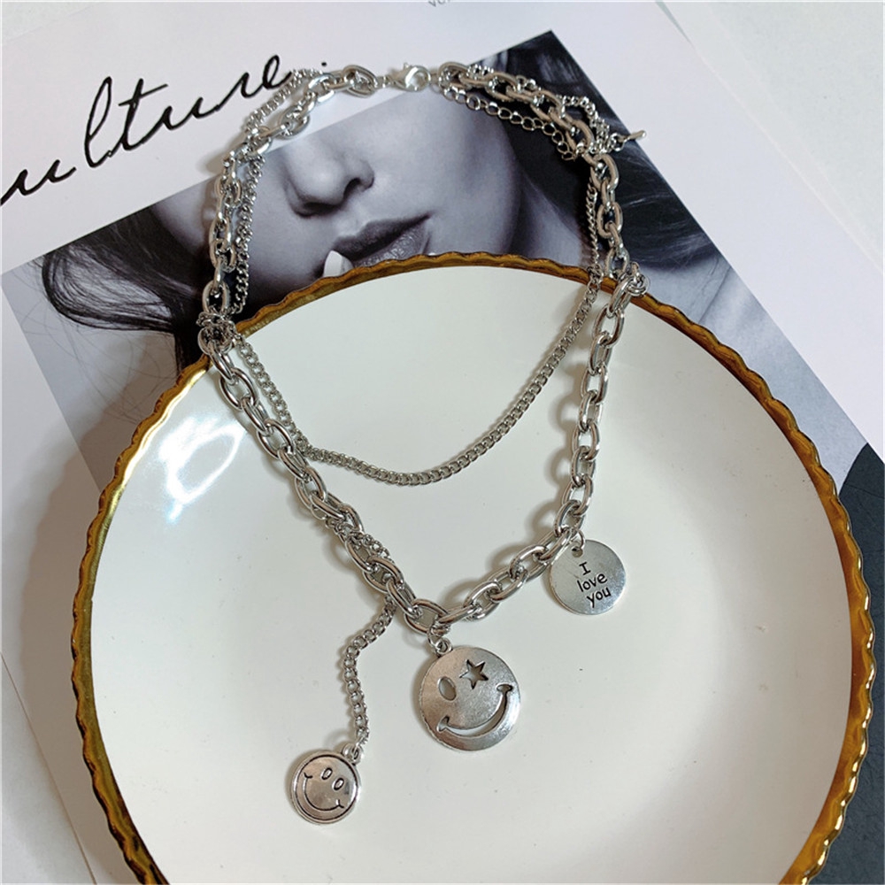 Vòng cổ hợp kim mặt hình mặt cười dễ thương