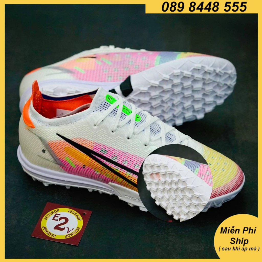 Giày đá bóng thể thao nam 𝐌𝐞𝐫𝐜𝐮𝐫𝐢𝐚𝐥 𝐕𝐚𝐩𝐨𝐫 𝟏𝟒 𝐄𝐥𝐢𝐭𝐞 Rainbow, giày đá banh cỏ nhân tạo nhẹ mềm - 2EV