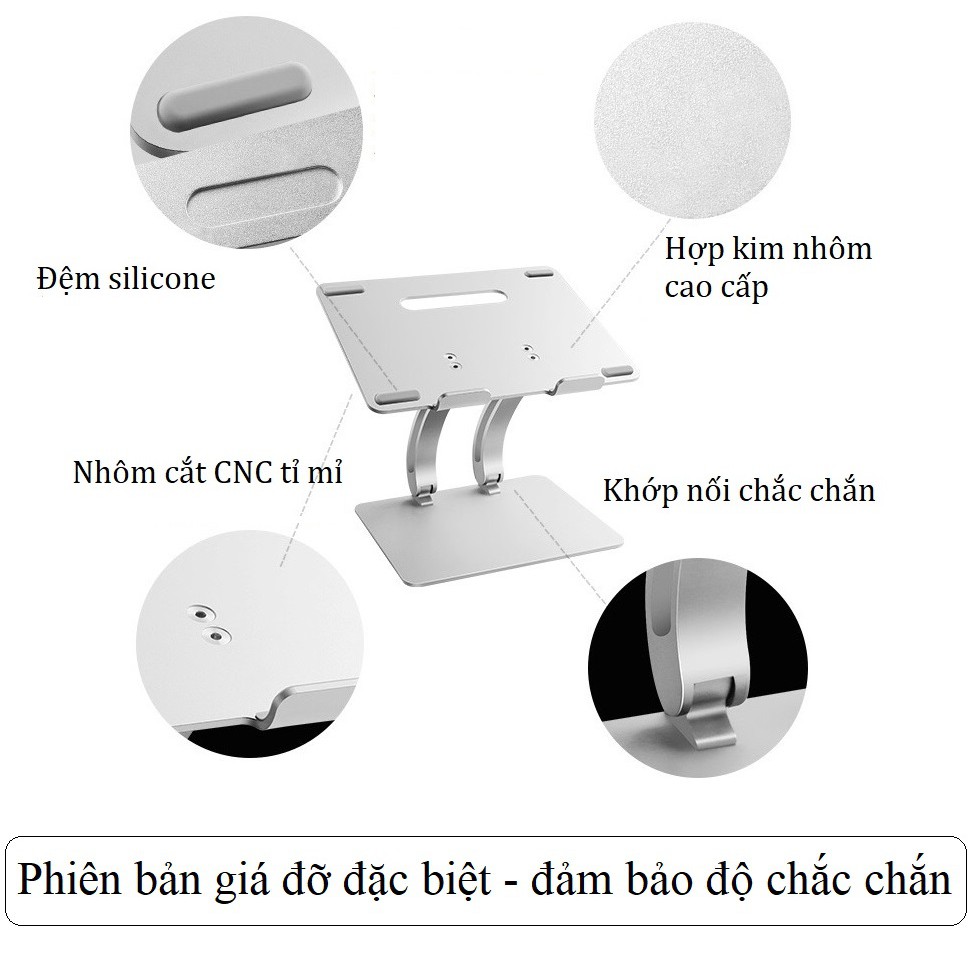 Giá đỡ laptop stand nhôm nguyên khối  D2 D3 điều chỉnh độ cao cho máy tính xách tay và macbook D2 D3