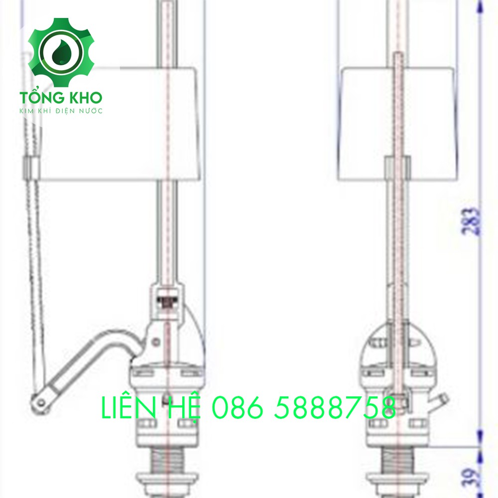 Bộ cấp xả nước bồn cầu két nước rời, tay gạt - Tổng kho kim khí điện nước