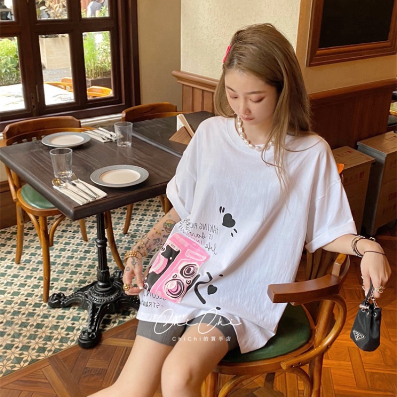 NRVP Áo Thun Cotton Tay Ngắn Cổ Tròn Màu Trơn Thời Trang Dành Cho Nữ