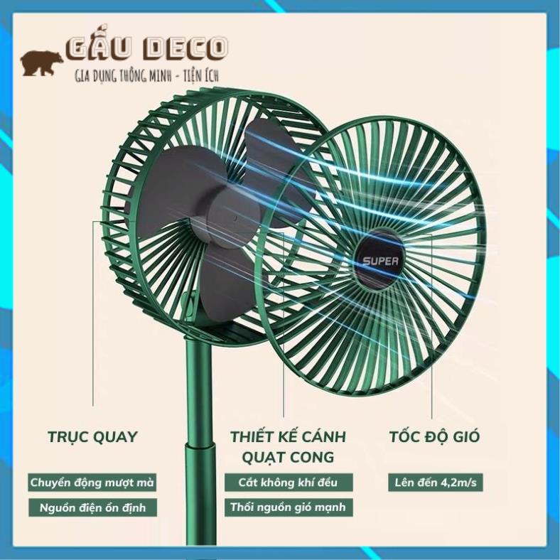 [FREESHIP] [HOT] Quạt Tích Điện Mini Kèm GIÁ ĐỠ ĐIỆN THOẠI Để Bàn Cao Cấp