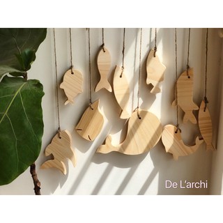 Set  10  con Cá gỗ thô, chưa tô màu (gỗ thông)