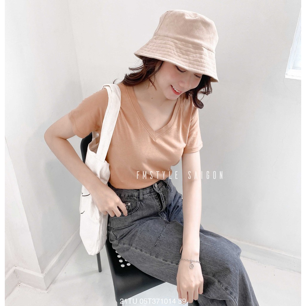 Áo Thun Trơn Nữ Cổ V - Cổ Tròn Nữ Basic 100% Cotton Thoáng Mát, Thấm HÚt Mồ Hôi. | BigBuy360 - bigbuy360.vn