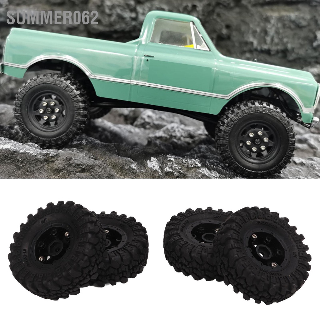 [Hàng Sẵn] Set 4 Bánh Xe 55.5mm 1.0inch Màu Đen Cho Xe Điều Khiển Từ Xa Axial SCX24 1 / 24 【Summer062】