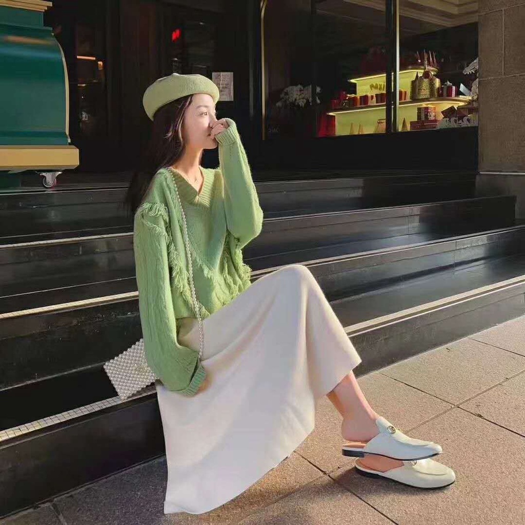 Áo Len Form Rộng Màu Đỏ Theo Phong Cách Mới